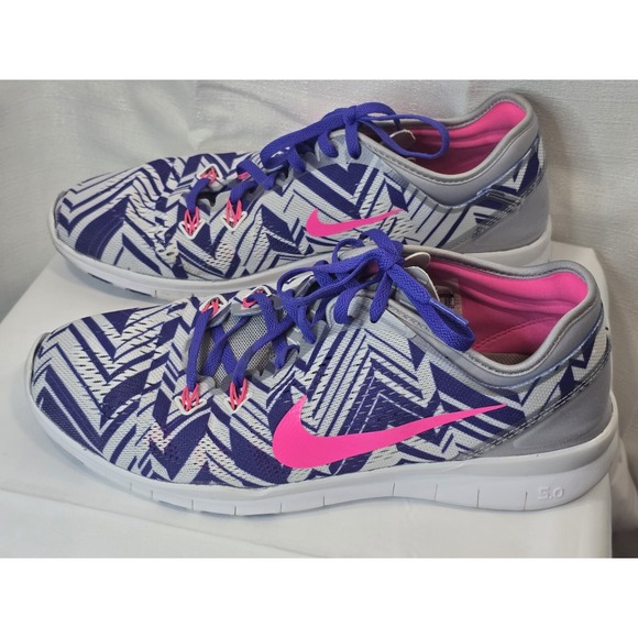 Nike Free 5.0 TR Fit 5 Print Women's 10 Wolf Gray Purple Running 704695-005 EUC - Picture 1 of 11